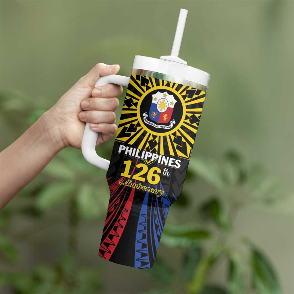 Personalized Philippines Independence Day Tumbler With Handle Filipino 126th Anniversary Sun Tattoo