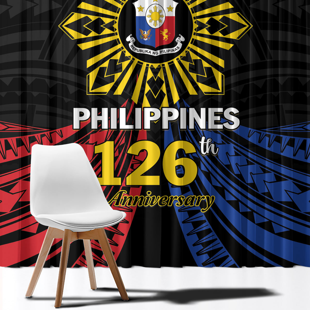 Philippines Independence Day Window Curtain Filipino 126th Anniversary Sun Tattoo