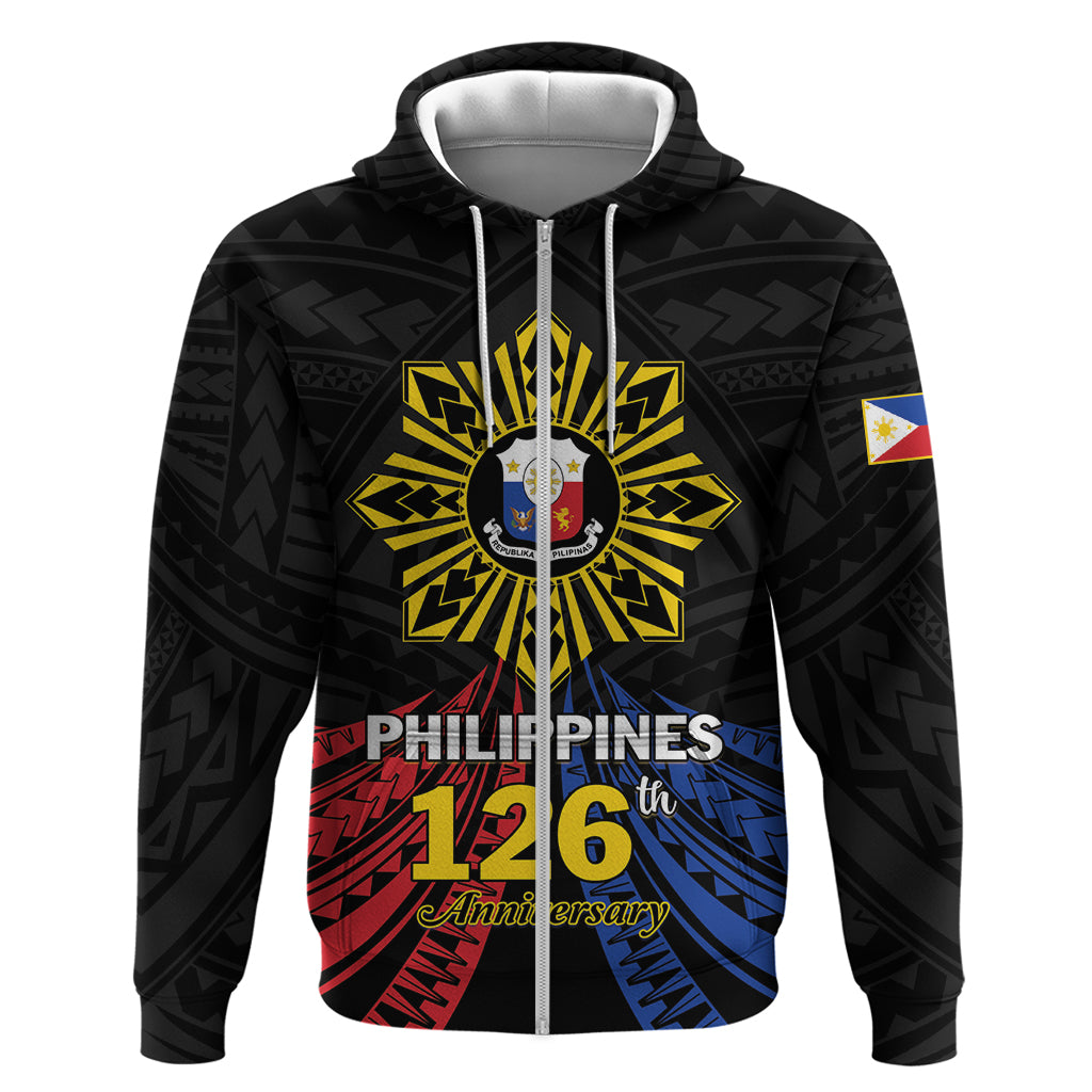 Personalized Philippines Independence Day Zip Hoodie Filipino 126th Anniversary Sun Tattoo