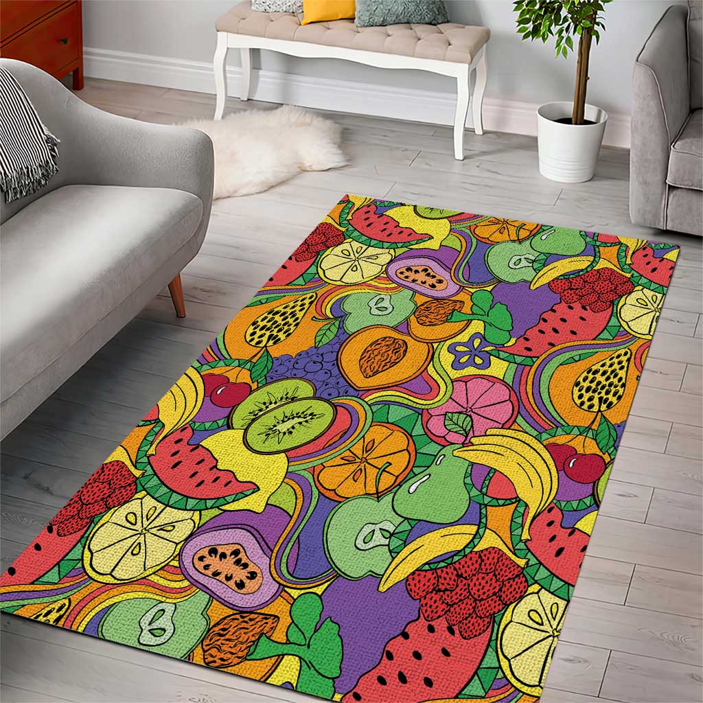 Hawaii Fruits Hippie Style Area Rug Vibrant Colorful LT01 - Polynesian Pride