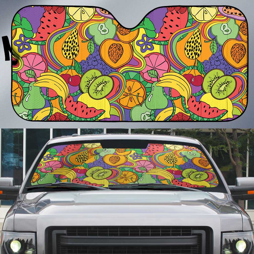 Hawaii Fruits Hippie Style Auto Sun Shade Vibrant Colorful LT01 Multicolor - Polynesian Pride