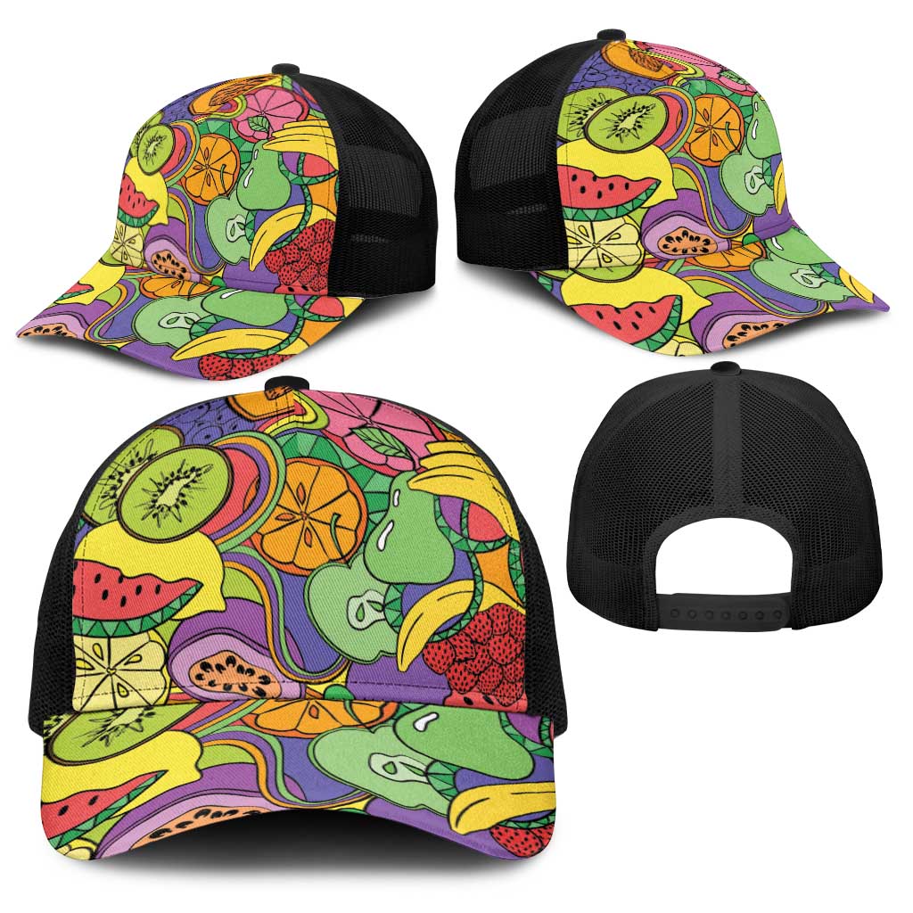 Hawaii Fruits Hippie Style Baseball Net Cap Vibrant Colorful LT01 - Polynesian Pride