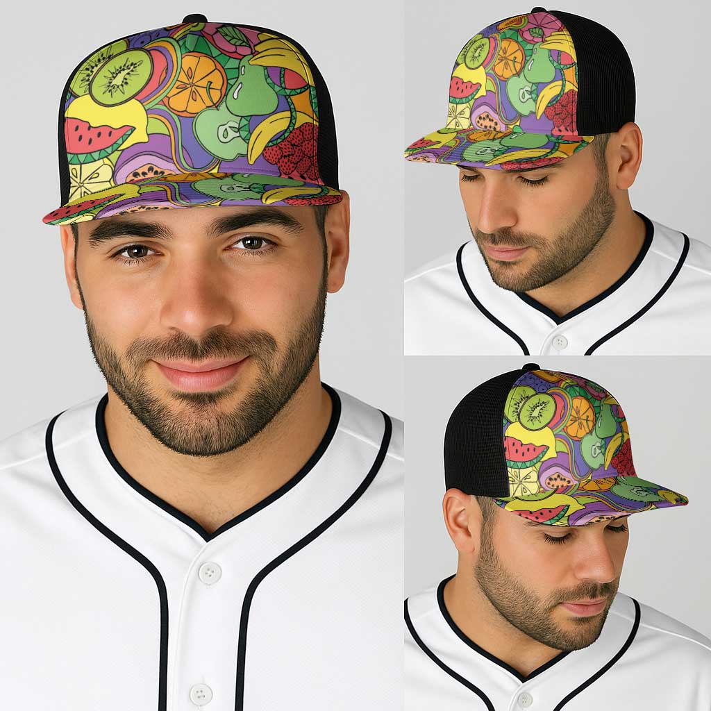 Hawaii Fruits Hippie Style Baseball Net Cap Vibrant Colorful LT01 - Polynesian Pride