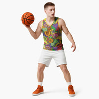 Hawaii Fruits Hippie Style Basketball Jersey Vibrant Colorful LT01 - Polynesian Pride