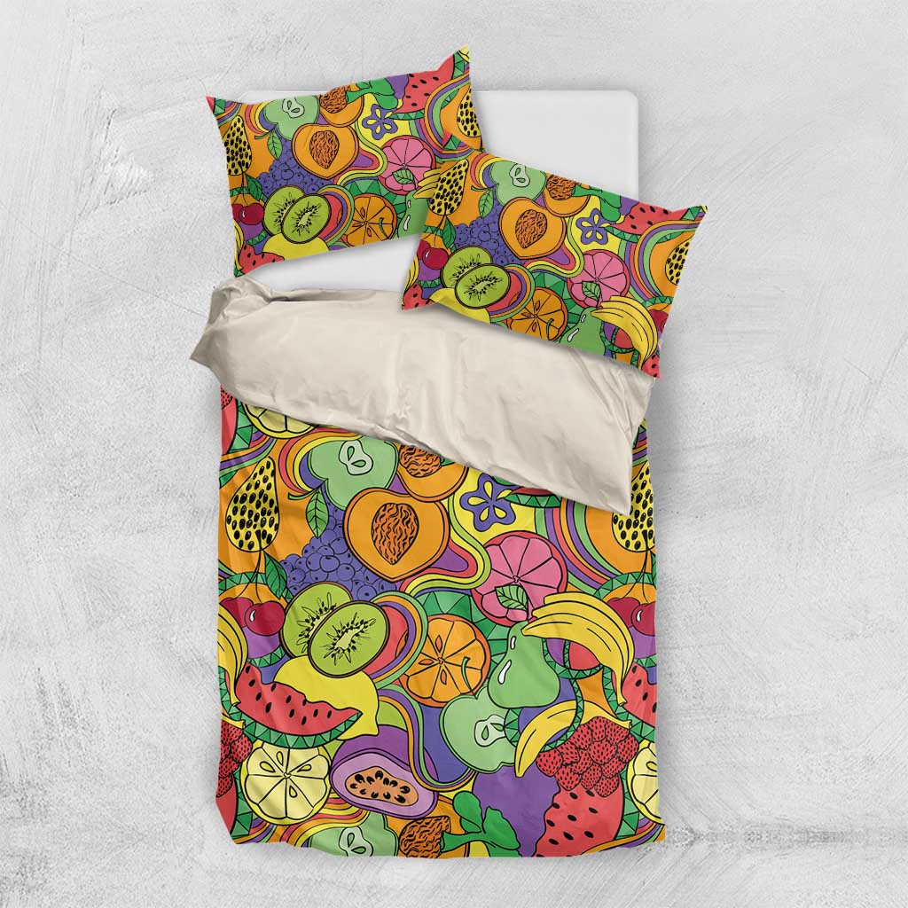 Hawaii Fruits Hippie Style Bedding Set Vibrant Colorful LT01 US Twin 172cm x 218cm Multicolor - Polynesian Pride