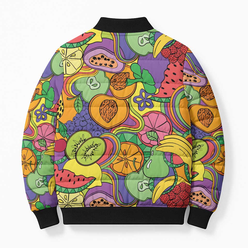 Hawaii Fruits Hippie Style Bomber Puffer Jacket Vibrant Colorful LT01 - Polynesian Pride