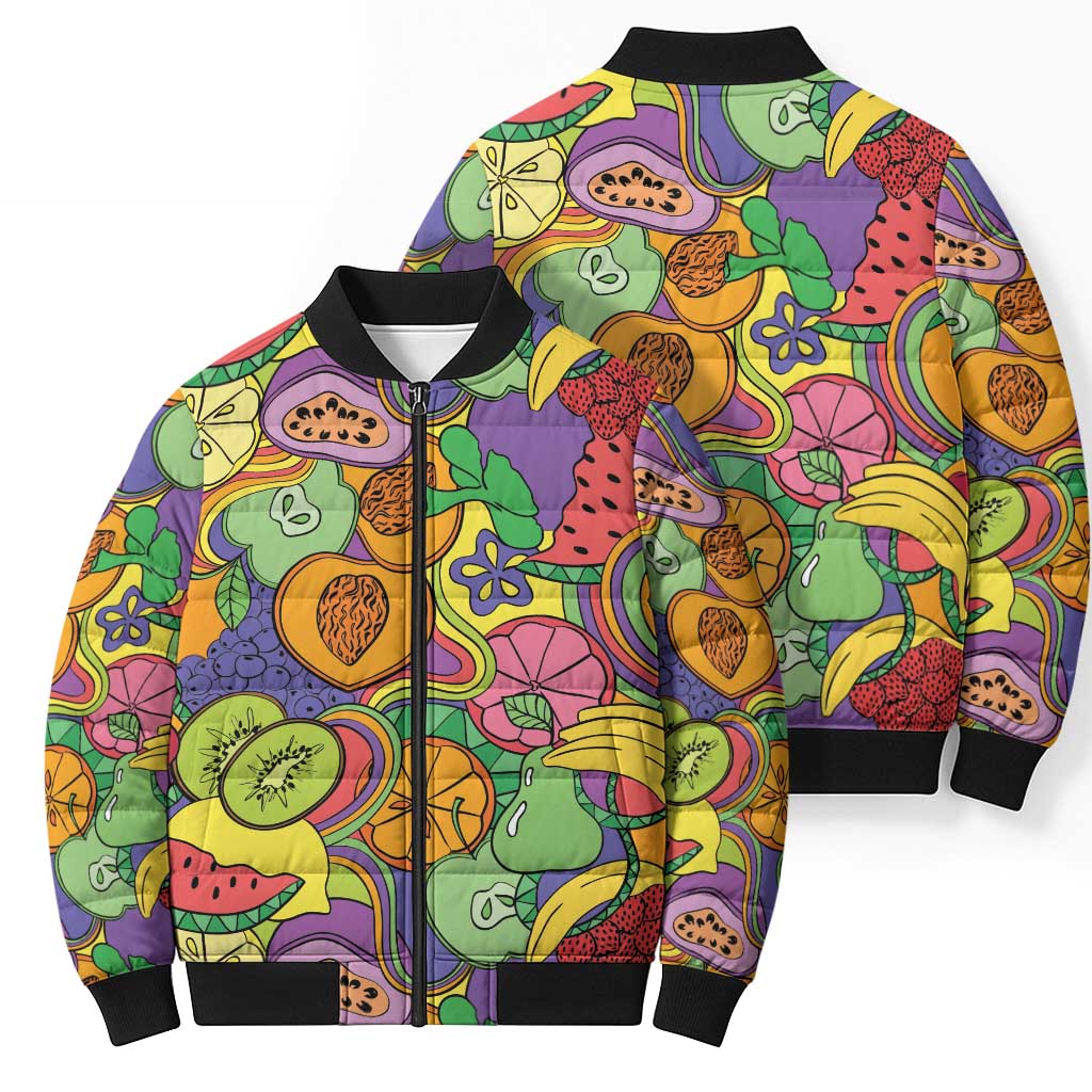 Hawaii Fruits Hippie Style Bomber Puffer Jacket Vibrant Colorful LT01 - Polynesian Pride