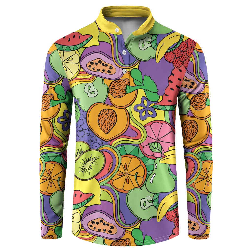 Hawaii Fruits Hippie Style Button Sweatshirt Vibrant Colorful LT01 Multicolor - Polynesian Pride