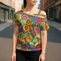 Hawaii Fruits Hippie Style Cross Shoulder Shirt Vibrant Colorful LT01 - Polynesian Pride