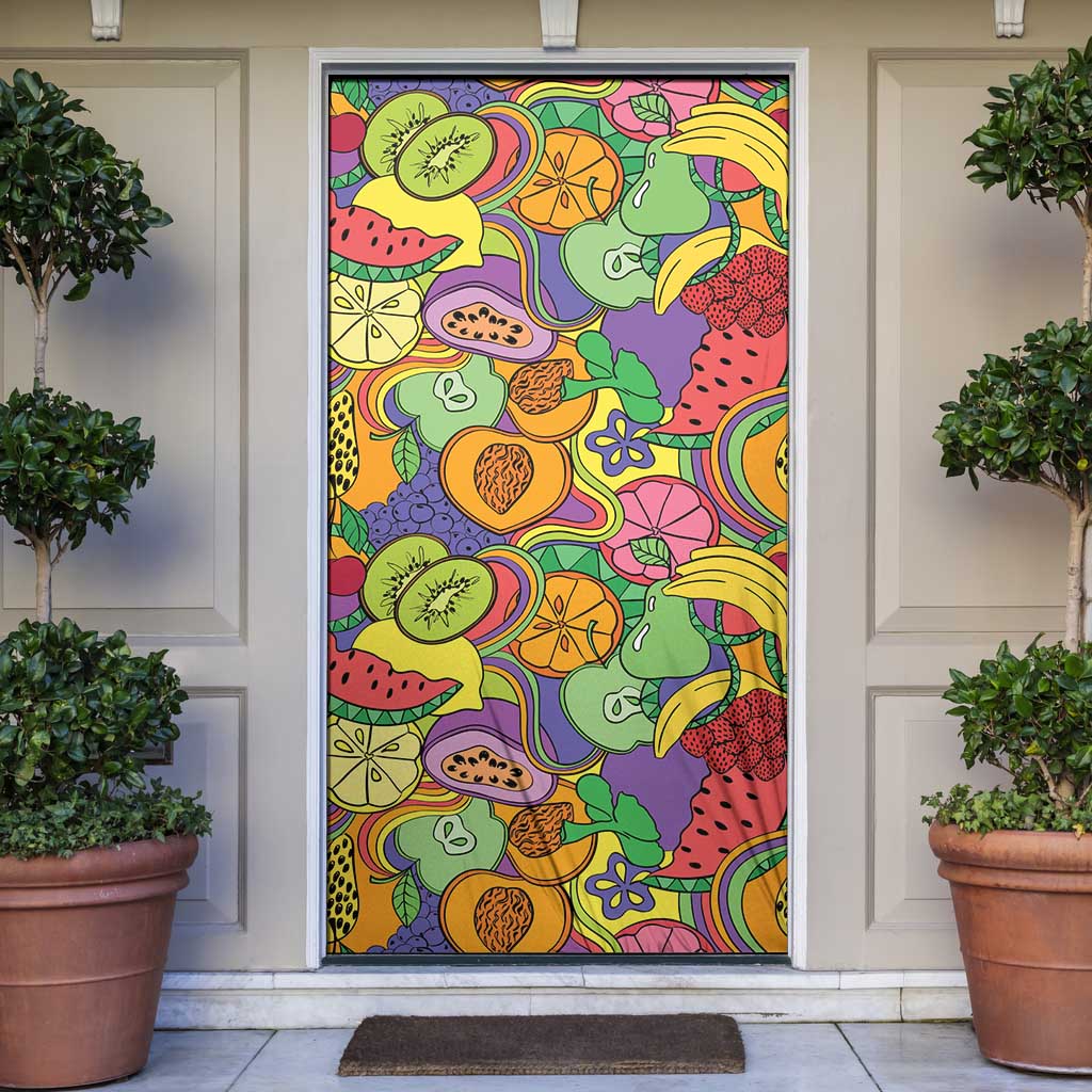Hawaii Fruits Hippie Style Door Cover Vibrant Colorful LT01 Multicolor - Polynesian Pride