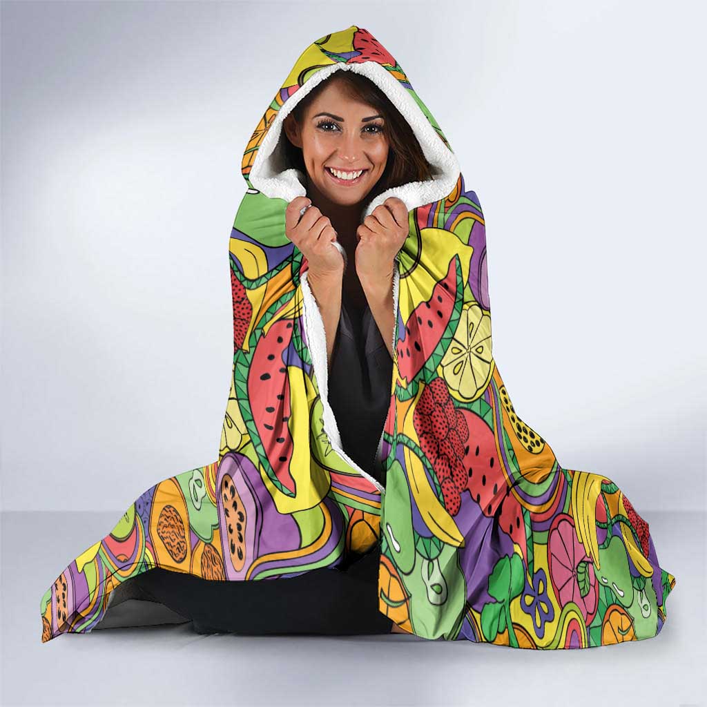 Hawaii Fruits Hippie Style Hooded Blanket Vibrant Colorful LT01 - Polynesian Pride