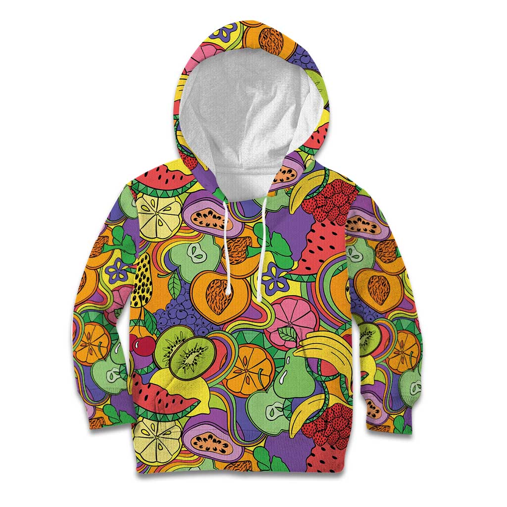 Hawaii Fruits Hippie Style Kid Hoodie Vibrant Colorful