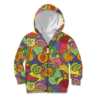 Hawaii Fruits Hippie Style Kid Hoodie Vibrant Colorful LT01 Zip Hoodie Multicolor - Polynesian Pride