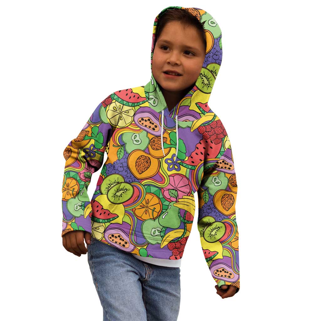 Hawaii Fruits Hippie Style Kid Hoodie Vibrant Colorful LT01 - Polynesian Pride