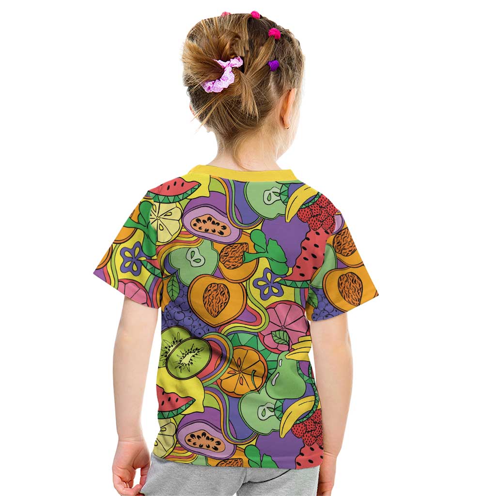 Hawaii Fruits Hippie Style Kid T Shirt Vibrant Colorful LT01 - Polynesian Pride