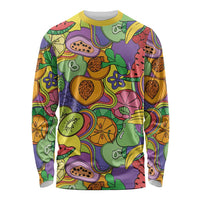 Hawaii Fruits Hippie Style Long Sleeve Shirt Vibrant Colorful LT01 Unisex Multicolor - Polynesian Pride