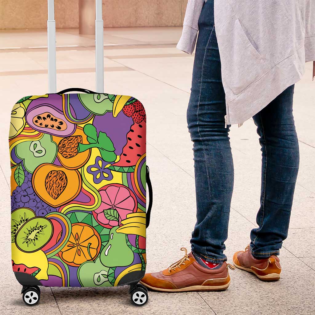 Hawaii Fruits Hippie Style Luggage Cover Vibrant Colorful