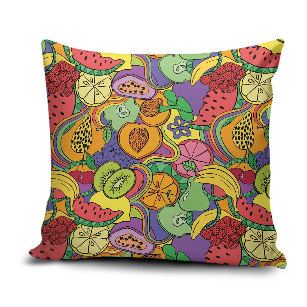 Hawaii Fruits Hippie Style Pillow Cover Vibrant Colorful