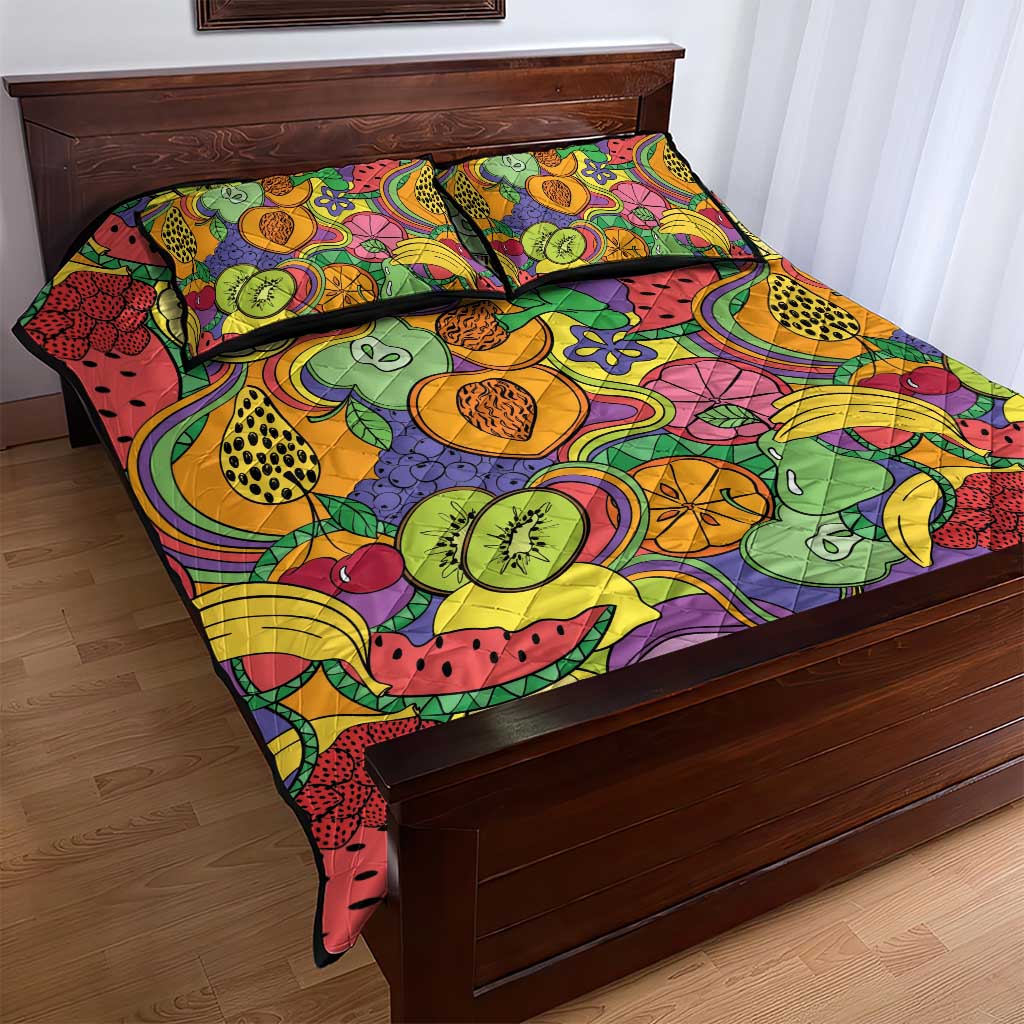 Hawaii Fruits Hippie Style Quilt Bed Set Vibrant Colorful LT01 - Polynesian Pride
