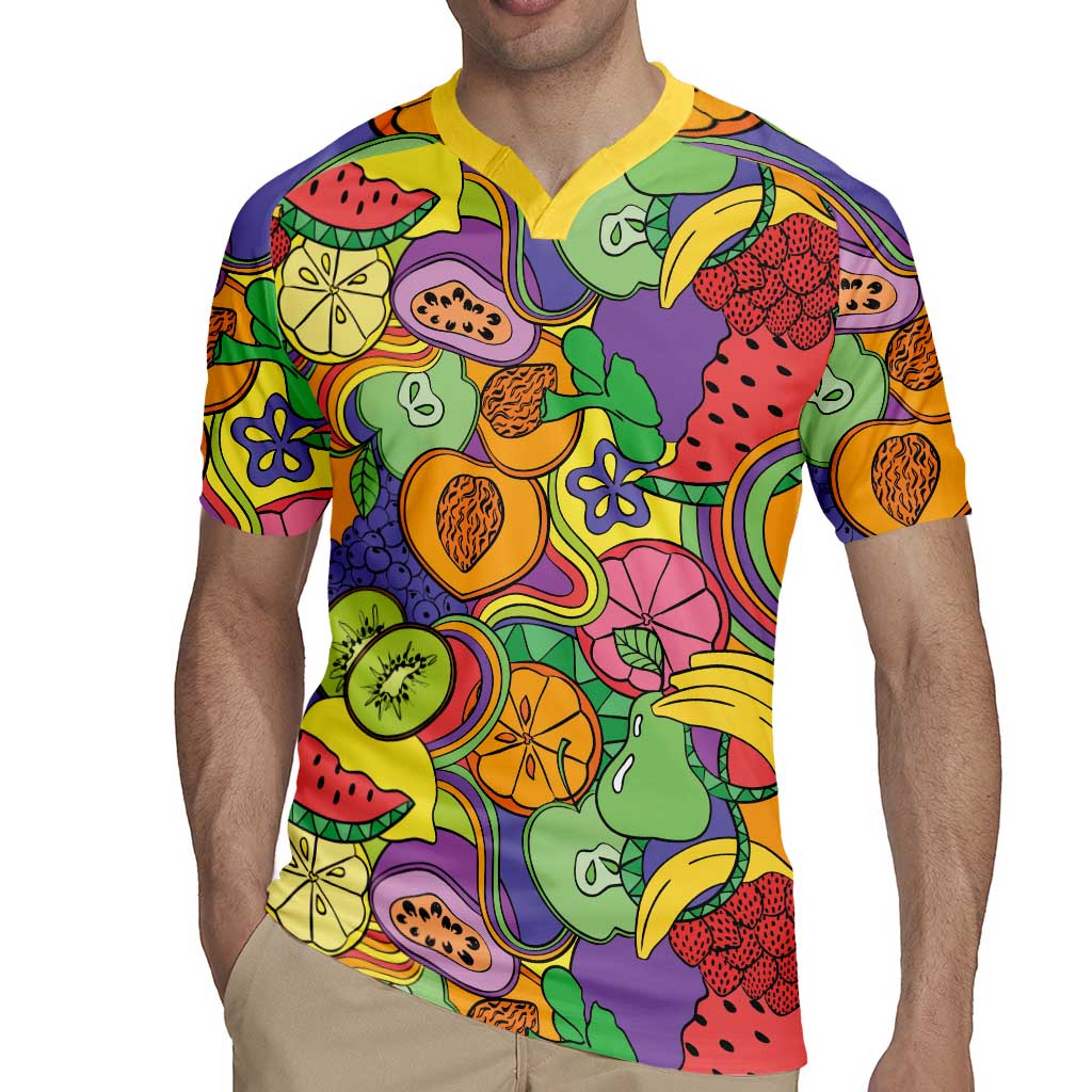 Hawaii Fruits Hippie Style Rugby Jersey Vibrant Colorful LT01 - Polynesian Pride