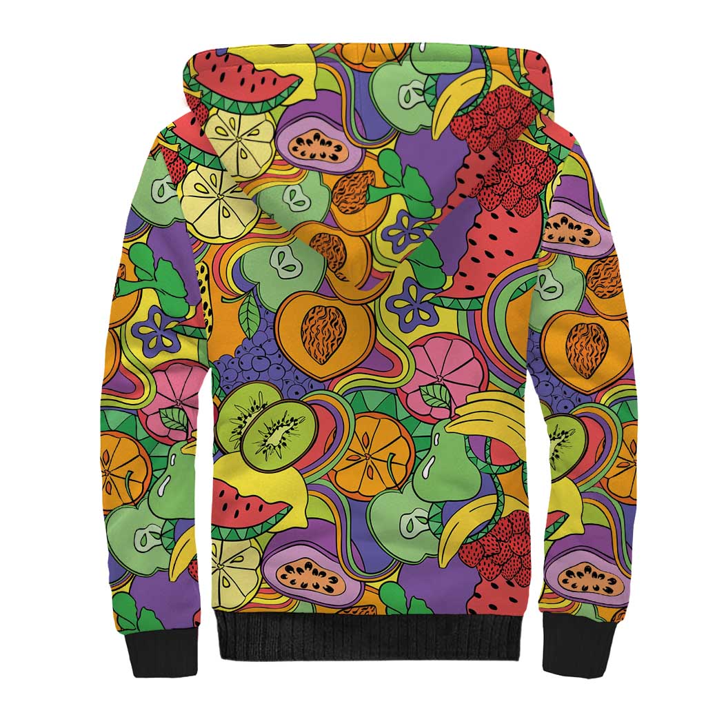 Hawaii Fruits Hippie Style Sherpa Hoodie Vibrant Colorful LT01 - Polynesian Pride