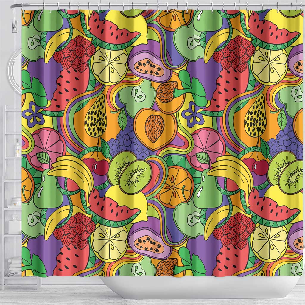 Hawaii Fruits Hippie Style Shower Curtain Vibrant Colorful LT01 - Polynesian Pride