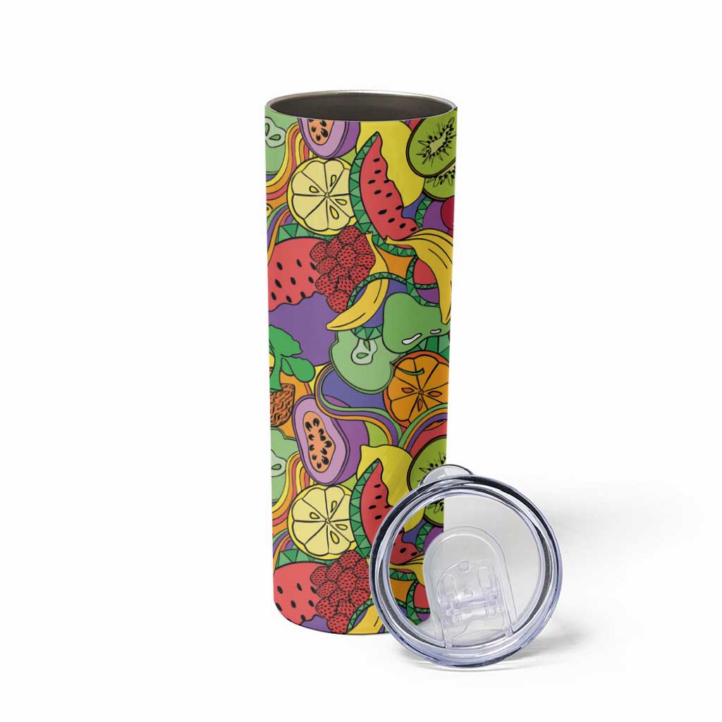 Hawaii Fruits Hippie Style Skinny Tumbler Vibrant Colorful LT01 - Polynesian Pride