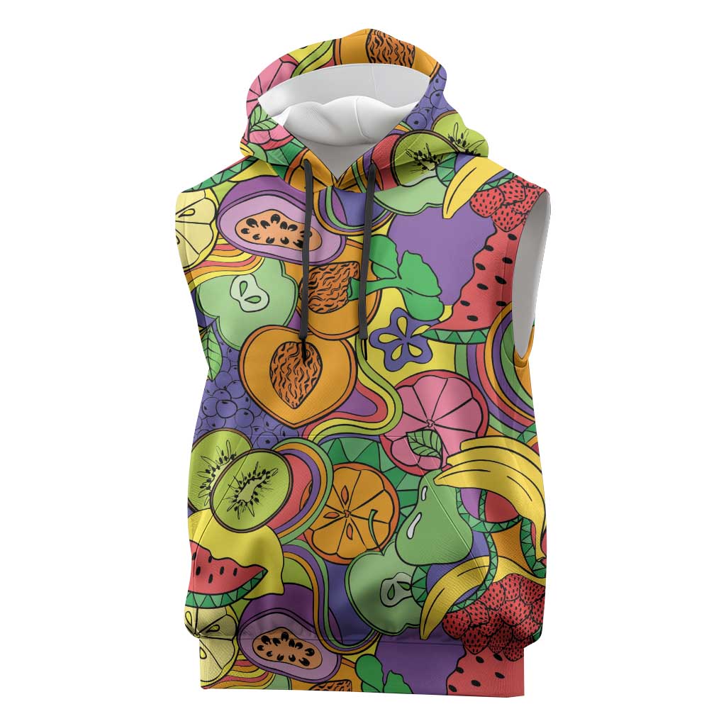 Hawaii Fruits Hippie Style Sleeveless Hoodie Vibrant Colorful LT01 Multicolor - Polynesian Pride