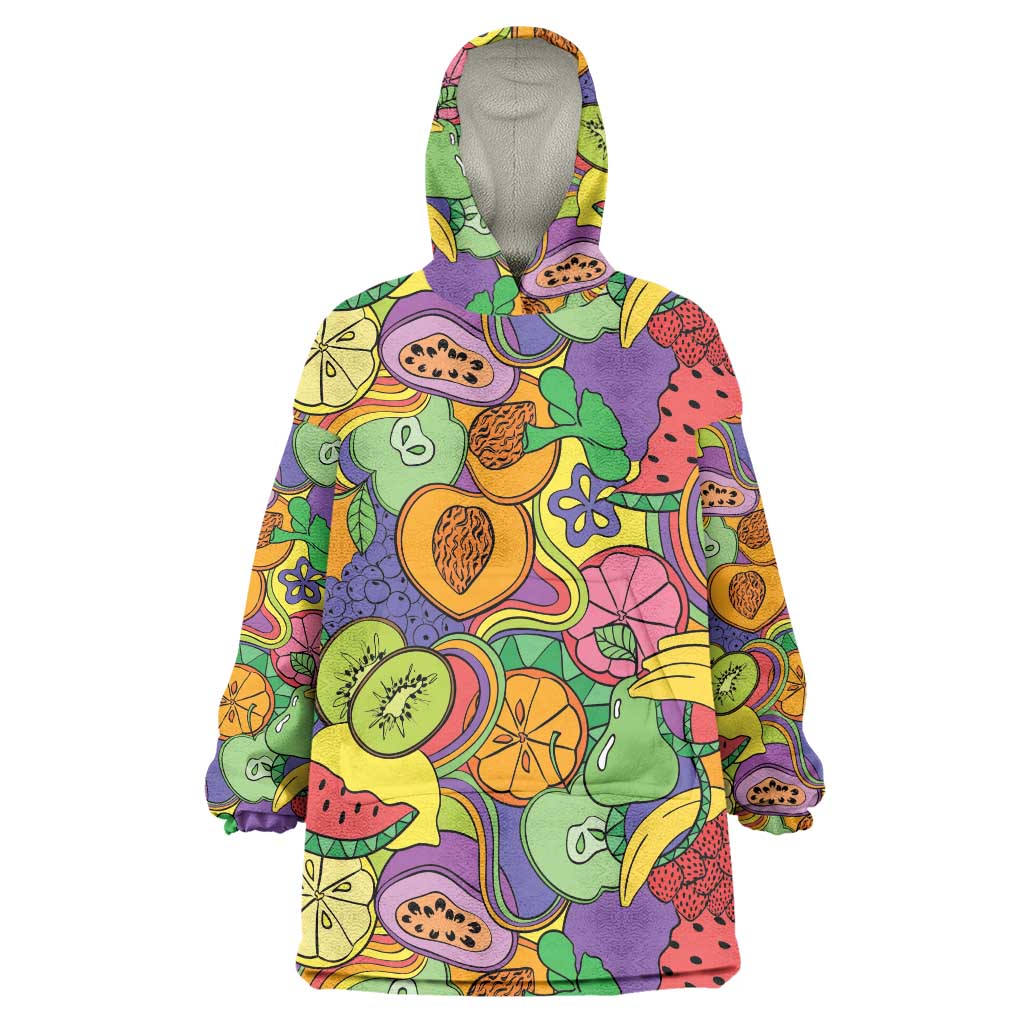 Hawaii Fruits Hippie Style Wearable Blanket Hoodie Vibrant Colorful LT01 One Size Multicolor - Polynesian Pride