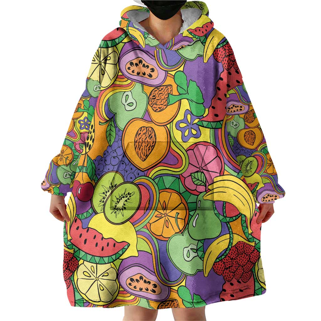 Hawaii Fruits Hippie Style Wearable Blanket Hoodie Vibrant Colorful LT01 - Polynesian Pride