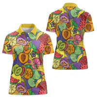 Hawaii Fruits Hippie Style Women Polo Shirt Vibrant Colorful LT01 - Polynesian Pride