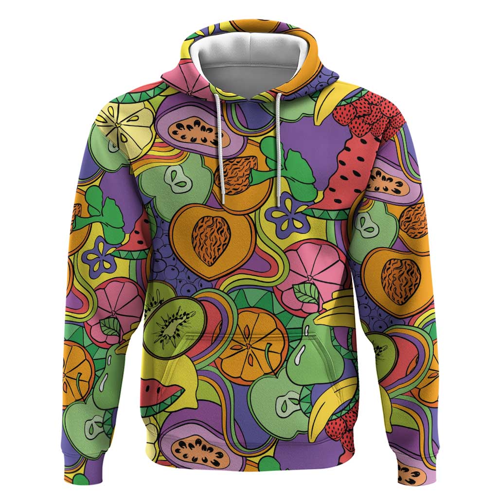 Hawaii Fruits Hippie Style Zip Hoodie Vibrant Colorful LT01 Pullover Hoodie Multicolor - Polynesian Pride