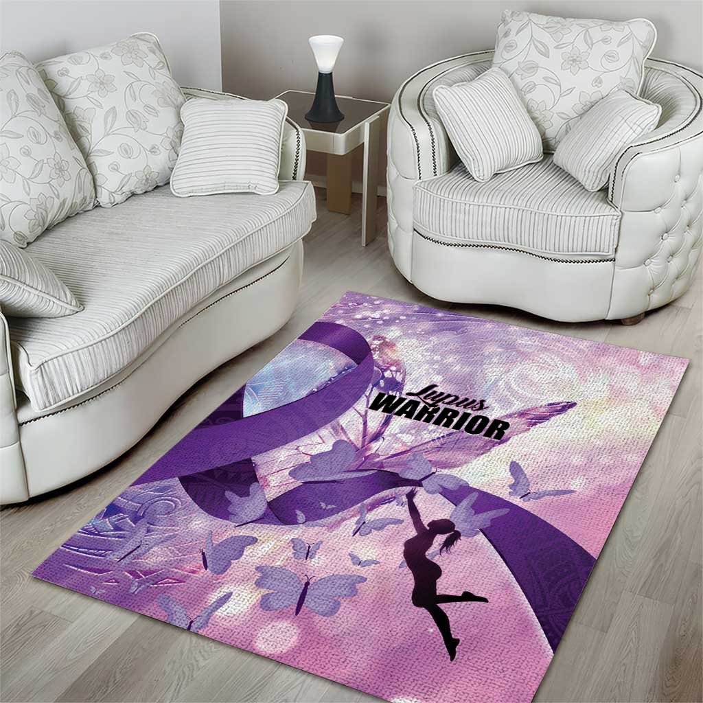 Polynesian Lupus Awareness Area Rug Butterfly Hologram Lupus Warrior LT01 - Polynesian Pride