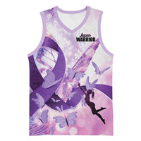 Personalized Polynesian Lupus Awareness Basketball Jersey Butterfly Hologram Lupus Warrior LT01 Unisex Purple - Polynesian Pride