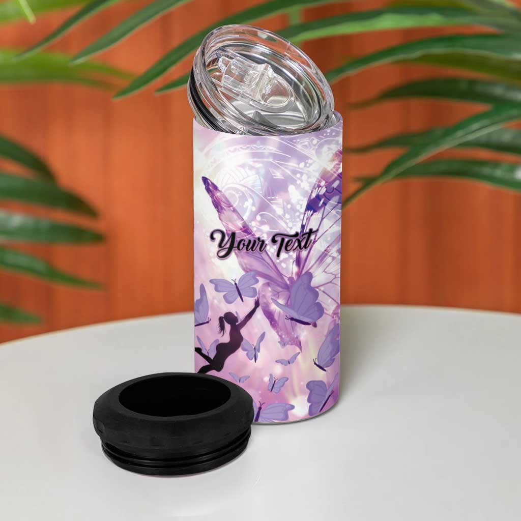 Personalized Polynesian Lupus Awareness 4 in 1 Can Cooler Tumbler Butterfly Hologram Lupus Warrior LT01 - Polynesian Pride