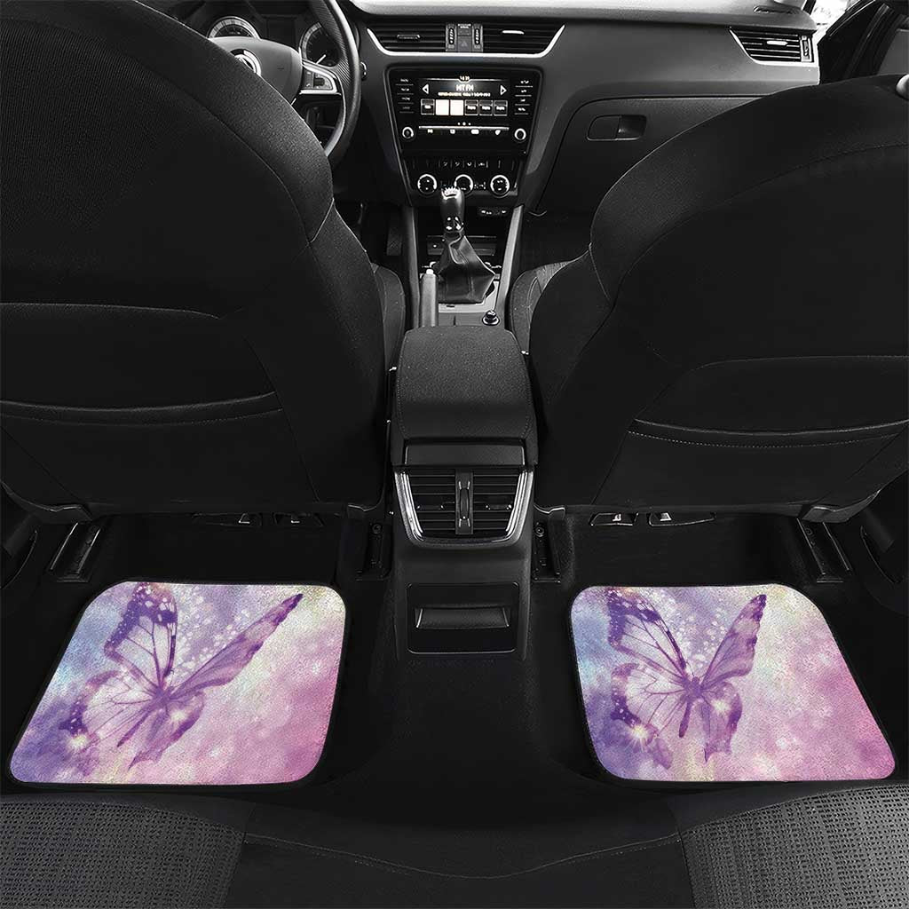 Personalized Polynesian Lupus Awareness Car Mats Butterfly Hologram Lupus Warrior LT01 Set 2pcs - Back Purple - Polynesian Pride