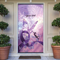 Personalized Polynesian Lupus Awareness Door Cover Butterfly Hologram Lupus Warrior LT01 Purple - Polynesian Pride