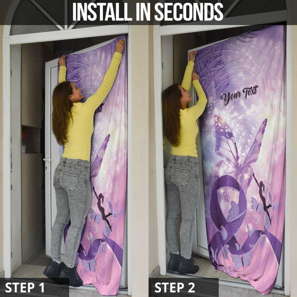 Personalized Polynesian Lupus Awareness Door Cover Butterfly Hologram Lupus Warrior LT01 - Polynesian Pride