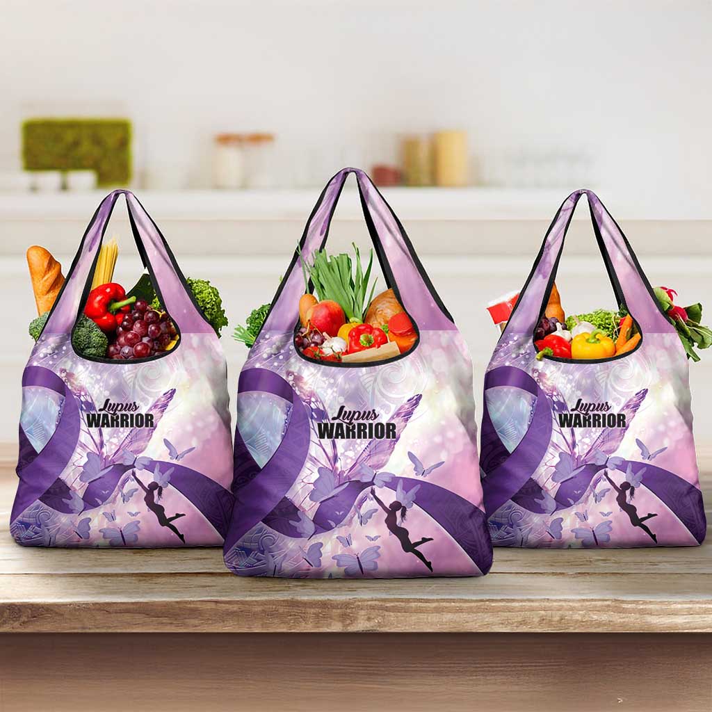 Polynesian Lupus Awareness Grocery Bag Butterfly Hologram Lupus Warrior LT01 3-pack One Size Purple - Polynesian Pride