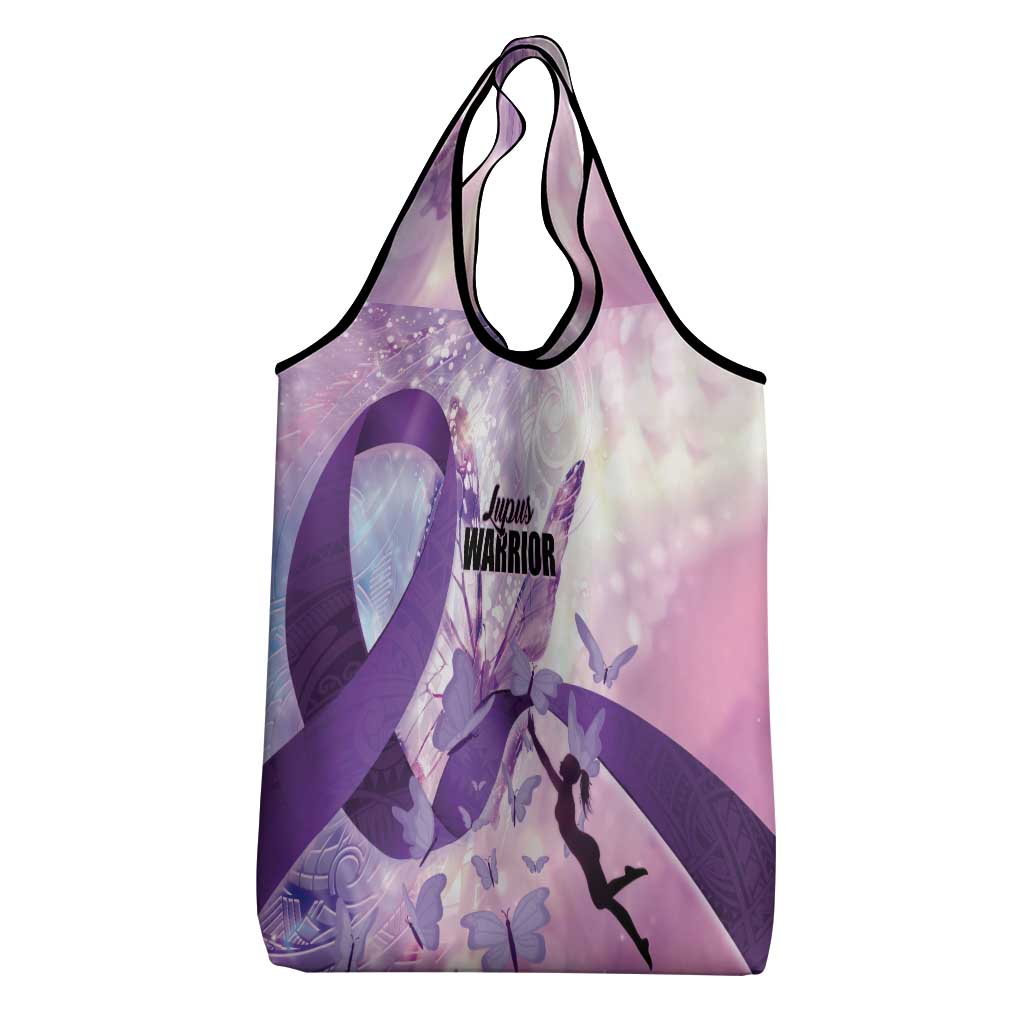 Polynesian Lupus Awareness Grocery Bag Butterfly Hologram Lupus Warrior LT01 - Polynesian Pride