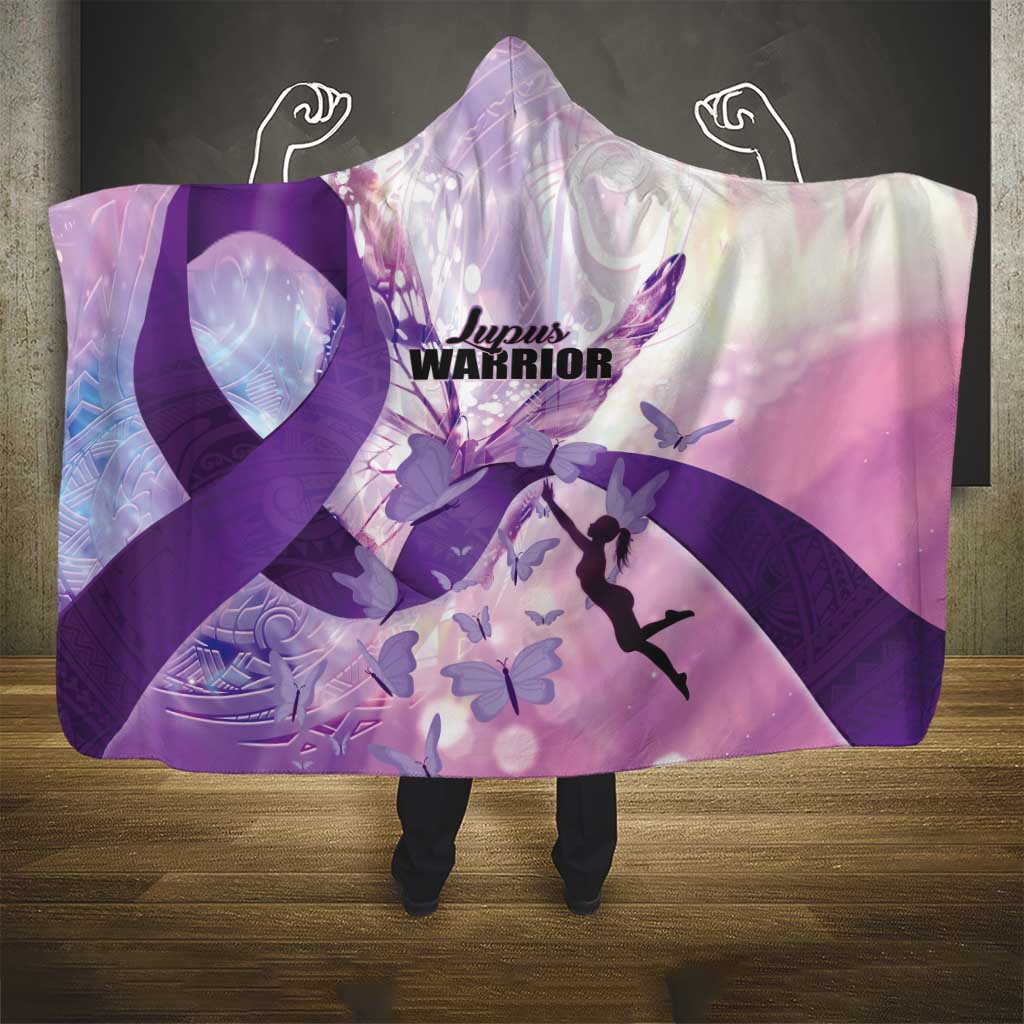 Polynesian Lupus Awareness Hooded Blanket Butterfly Hologram Lupus Warrior LT01 - Polynesian Pride