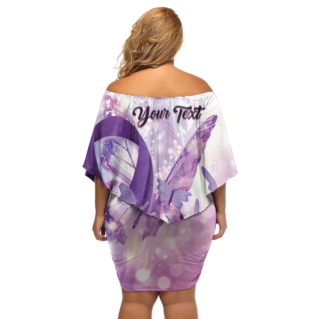 Personalized Polynesian Lupus Awareness Off Shoulder Short Dress Butterfly Hologram Lupus Warrior LT01 - Polynesian Pride