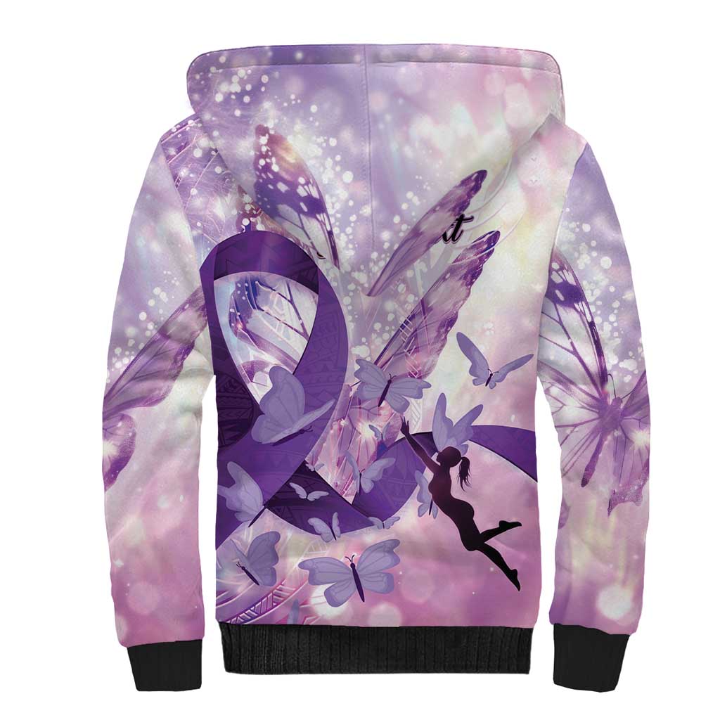 Personalized Polynesian Lupus Awareness Sherpa Hoodie Butterfly Hologram Lupus Warrior