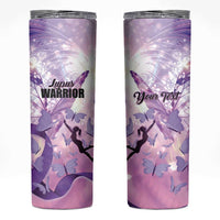 Personalized Polynesian Lupus Awareness Skinny Tumbler Butterfly Hologram Lupus Warrior LT01 Purple - Polynesian Pride