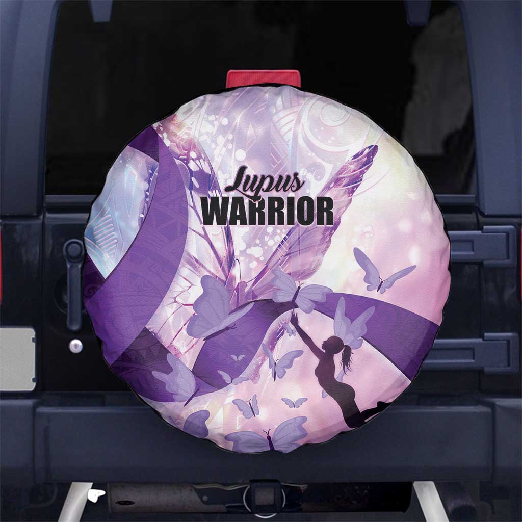 Polynesian Lupus Awareness Spare Tire Cover Butterfly Hologram Lupus Warrior LT01 No hole Purple - Polynesian Pride