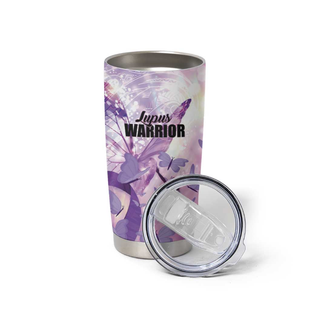 Personalized Polynesian Lupus Awareness Tumbler Cup Butterfly Hologram Lupus Warrior LT01 - Polynesian Pride