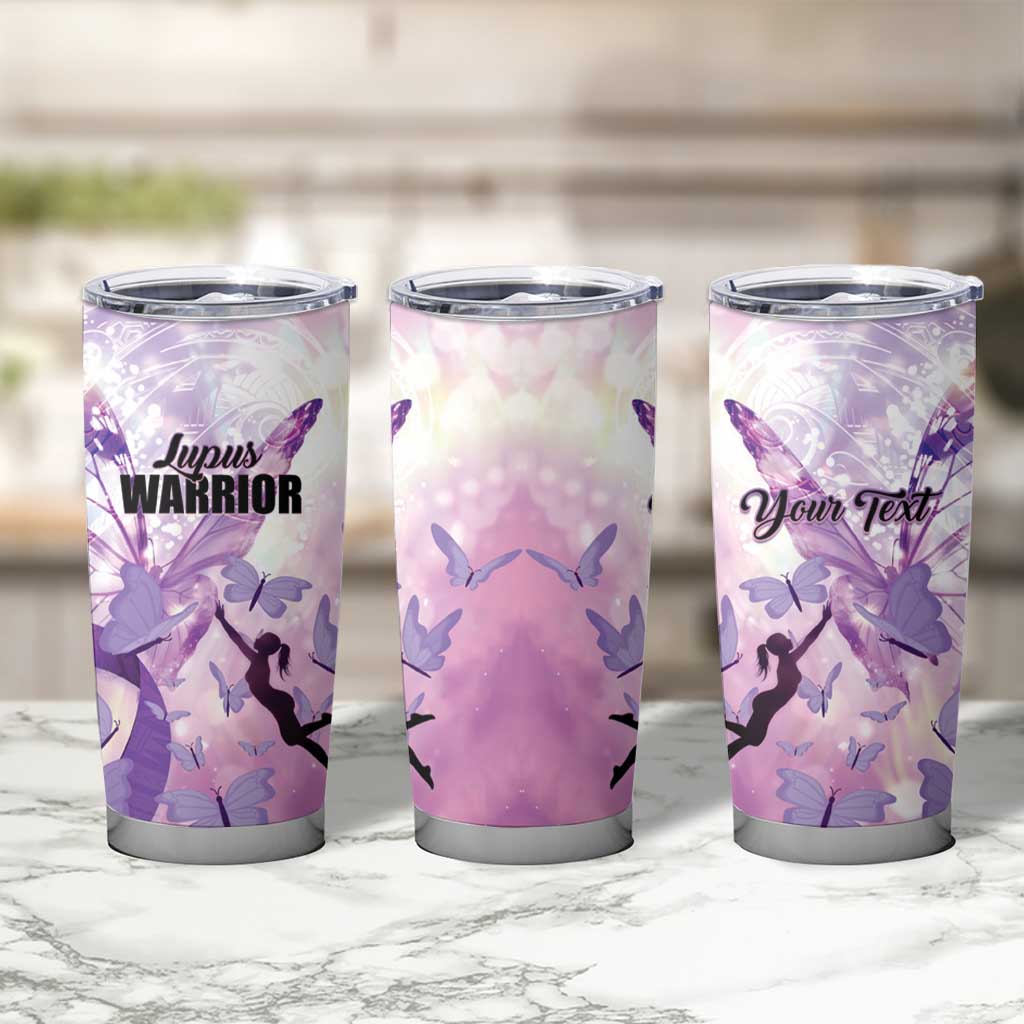 Personalized Polynesian Lupus Awareness Tumbler Cup Butterfly Hologram Lupus Warrior LT01 - Polynesian Pride