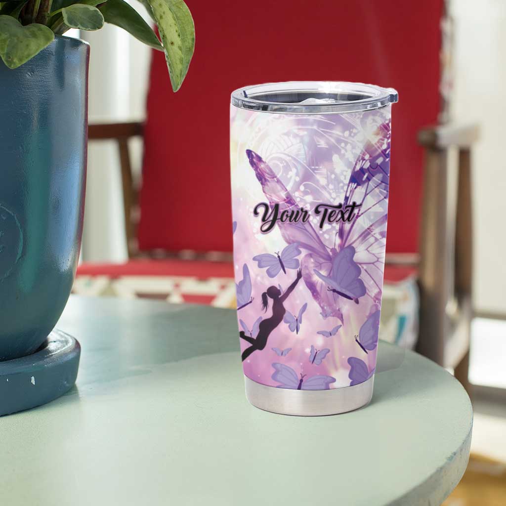 Personalized Polynesian Lupus Awareness Tumbler Cup Butterfly Hologram Lupus Warrior LT01 - Polynesian Pride