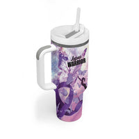 Personalized Polynesian Lupus Awareness Tumbler With Handle Butterfly Hologram Lupus Warrior LT01 - Polynesian Pride