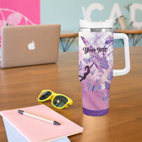 Personalized Polynesian Lupus Awareness Tumbler With Handle Butterfly Hologram Lupus Warrior LT01 - Polynesian Pride
